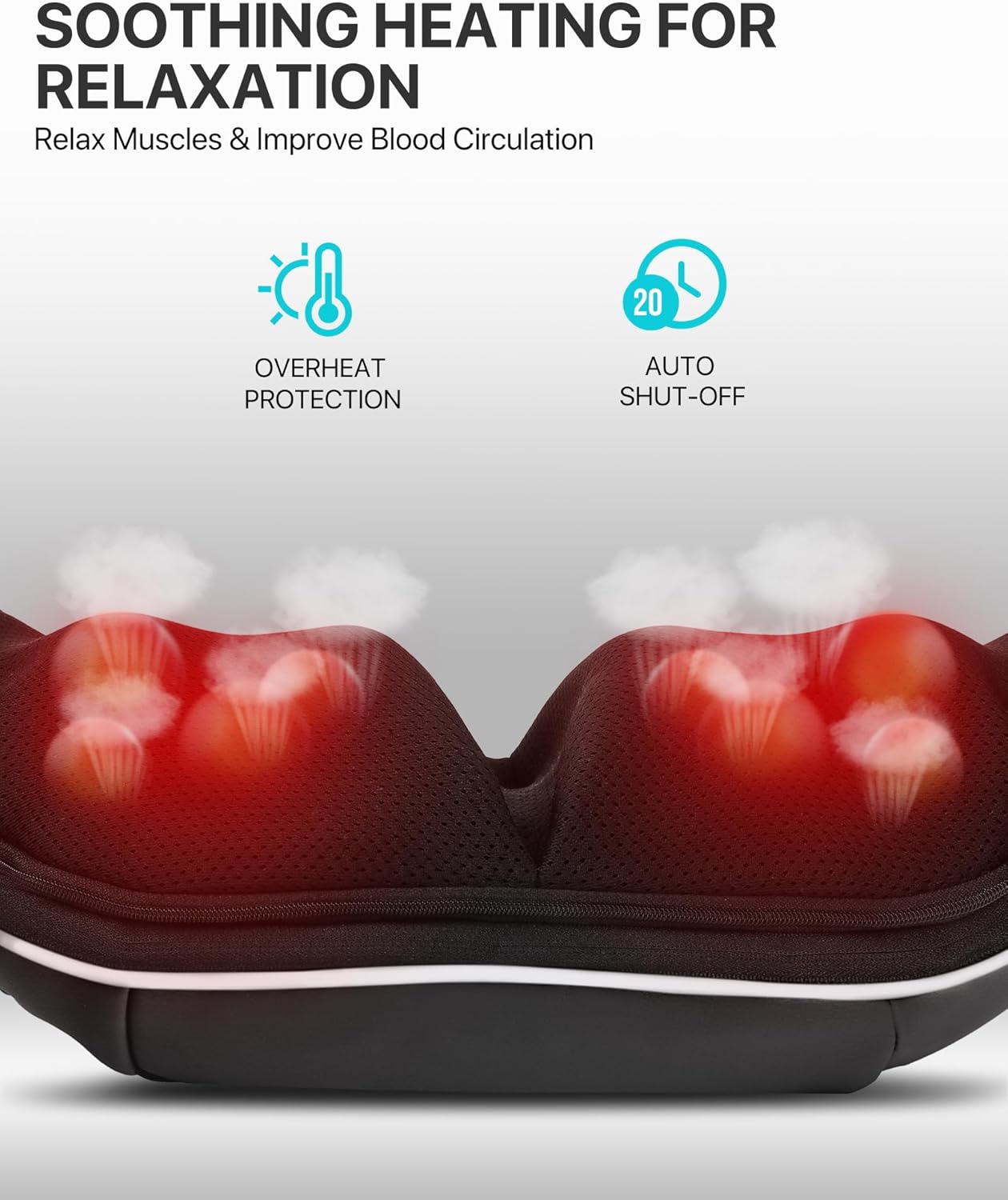 Shiatsu Neck & shoulder Massager with Heat - 8 Rotating Nodes