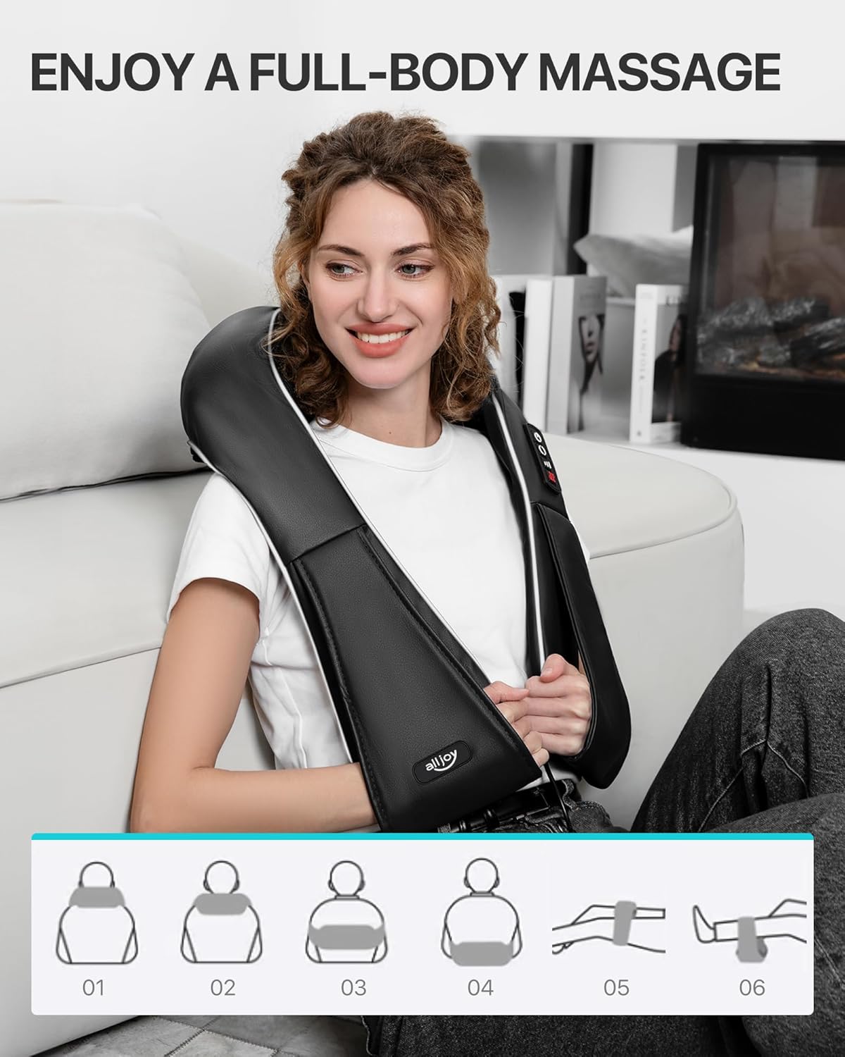 Shiatsu Neck & shoulder Massager with Heat - 8 Rotating Nodes