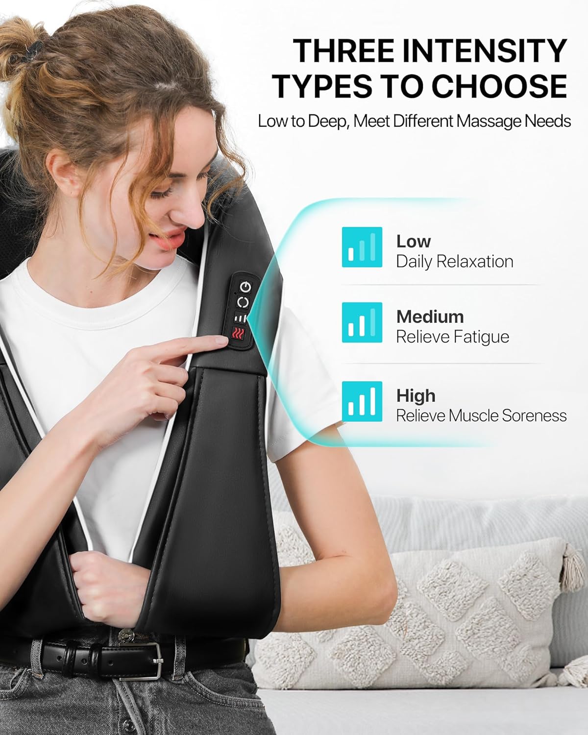 Shiatsu Neck & shoulder Massager with Heat - 8 Rotating Nodes