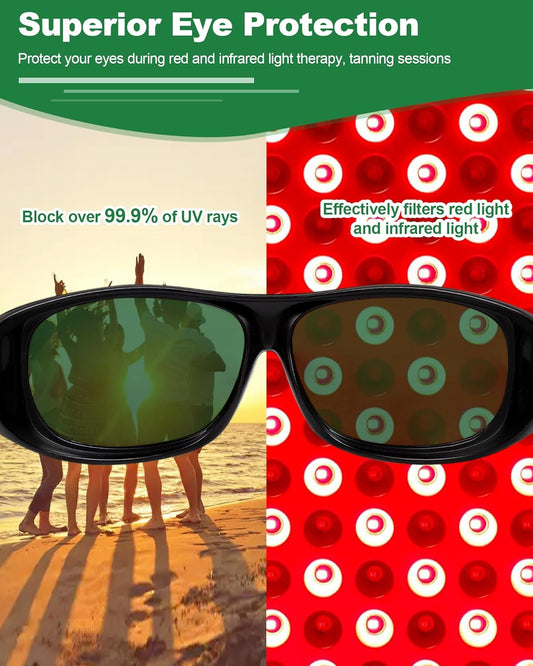 Red Light Therapy Glasses, Superior Eye Protection for Infrared & LED Light Sessions–Blocks 200-2000Nm Harmful Wavelengths,Maintain Visibility, Lightweight Comfortable Red Light Goggles