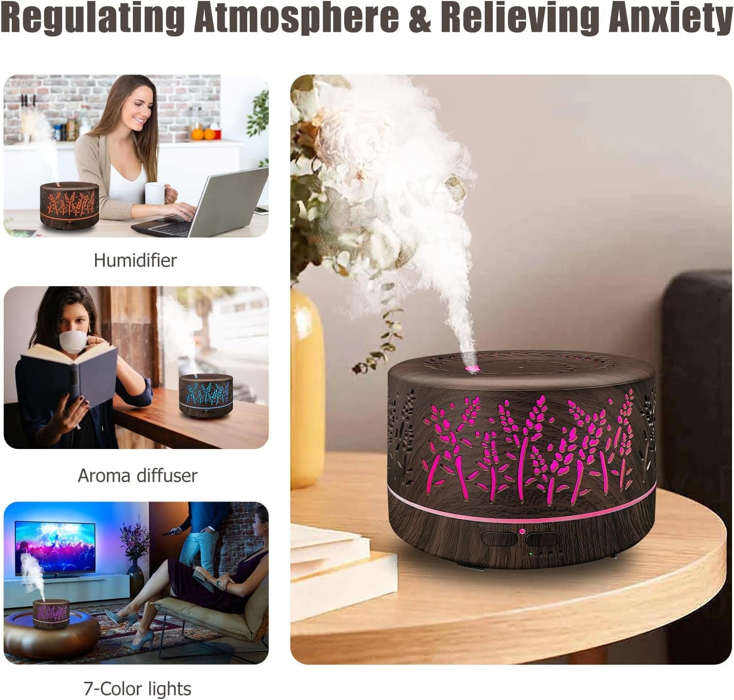 Relaxing Essential Oil Diffuser - LED & Cool Mist