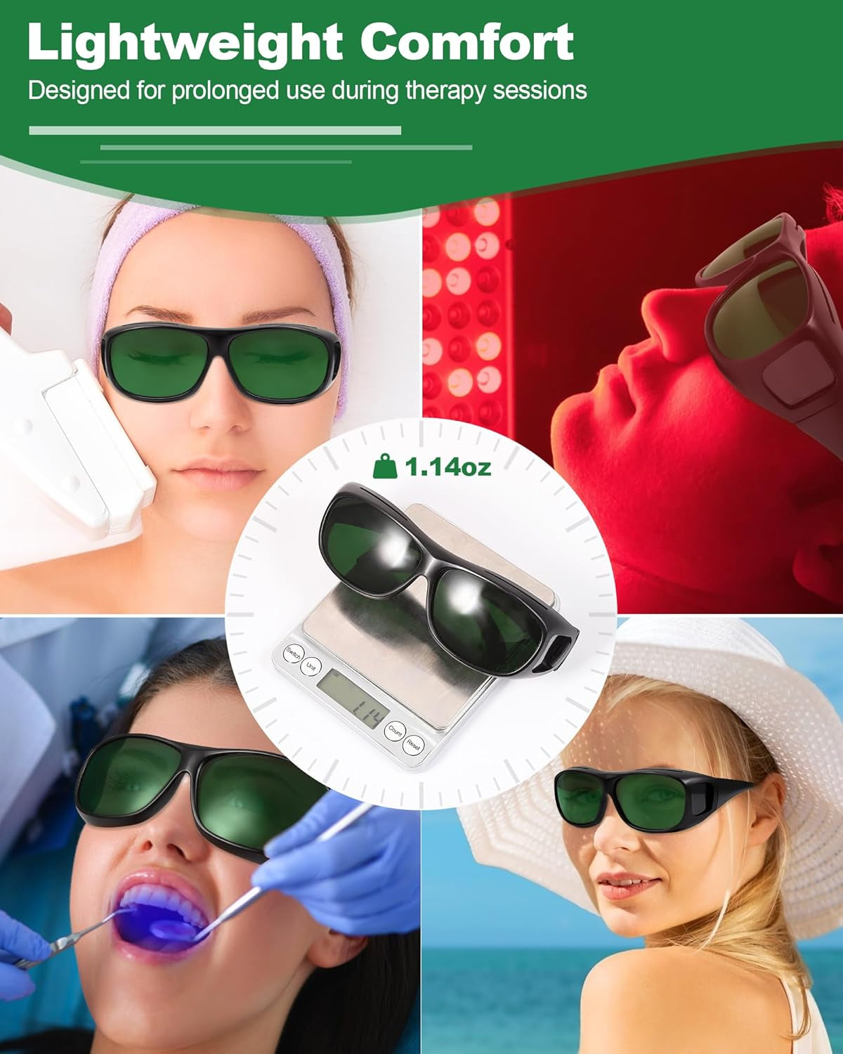 Red Light Therapy Glasses, Superior Eye Protection for Infrared & LED Light Sessions–Blocks 200-2000Nm Harmful Wavelengths,Maintain Visibility, Lightweight Comfortable Red Light Goggles